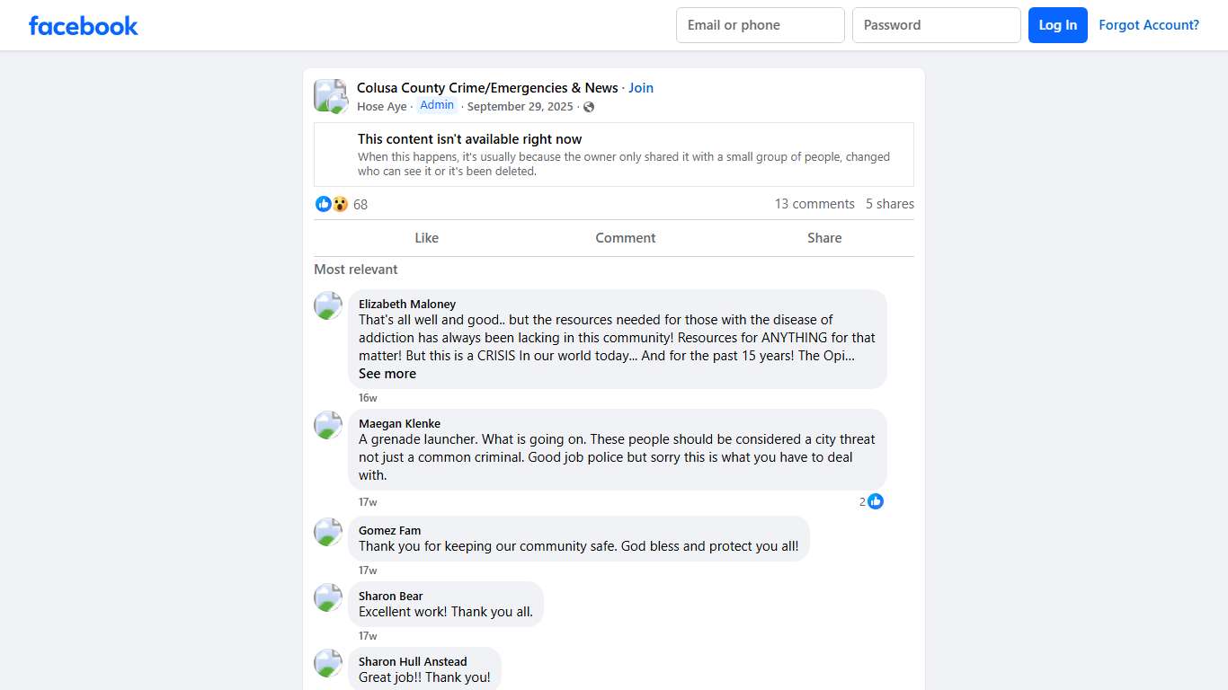 Colusa County Crime/Emergencies & News Facebook